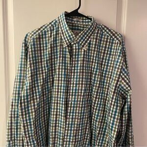 Peter Millar Men’s XL Long Sleeve Collared Button-Up Shirt Green & Blue